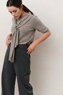 YAYA broek in antracietgrijs met ceintuur en metalen gesp