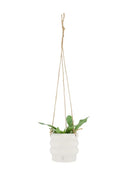 Zusss bloempot hang in wit keramiek met een hangend touw