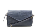 Blauwe Chabo tas Rio Romy van rundleer met croco print en envelop flap