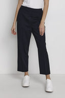 Donkerblauwe Kaffe broek met hoge taille en relaxte pasvorm.