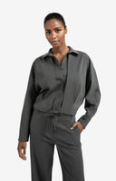 YAYA jasje in antracietgrijs met strikdetail in de taille en knoopsluiting