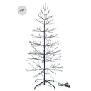 Zwarte metalen kerstboom van 150 cm hoog met LED-verlichting.