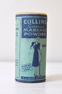 Oud metalen blikje met opschrift Collins Special marking powder