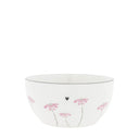 Bastion Collections schaal flower in roze, wit en zwart aardewerk
