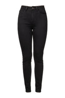 Zusss jeans in de kleur off black met hoge taille en knoopsluiting