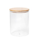 Bastion Collections voorraadpot l - naturel van geribbeld glas met houten deksel
