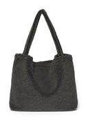 Studio Noos tas teddy in donkergrijs, een ruime shopper van zachte teddy stof.