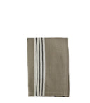 Madam Stoltz theedoek in taupe met subtiele streepdetails.