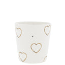 Bastion Collections beker hearts met hartjesprint in wit, donkergrijs en caramel