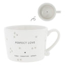 Bastion Collections mok l perfect love in zwart, wit en titaan met tekst