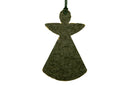 Groene papieren engel hanger van MrsBloom met gouden rand en ophangkoord