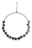 Zwarte metalen wanddecoratie van MrsBloom met een cirkelvormig design en decoratieve sterretjes