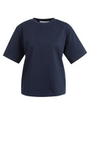 YAYA shirt boyfriend in donkerblauw met ronde hals en korte mouwen