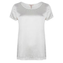 Esqualo top met korte mouwen in de kleur off white, met een voorzijde van zijde en een achterzijde van viscose.