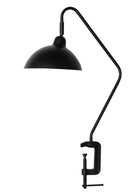 Zwarte vtwonen tafellamp met klem en een verstelbare metalen arm