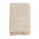 Original Home plaid uitgevoerd in off white met franjes aan de onderzijde