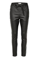 Zwarte Cream broek met leatherlook en ceintuur