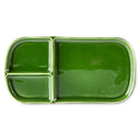 Groen rechthoekig keramieken bord uit de Emeralds collectie van HKliving met vakverdeling.
