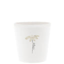 Bastion Collections beker bloom van wit aardewerk met titaan bloemdecoratie