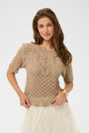 Gebreide top van het merk Cream in taupe/zand kleur