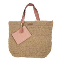MrsBloom jute shopper in naturel met roze details, inclusief kwastje