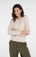 YAYA vest in de kleur creme/beige met ronde hals en lange mouwen