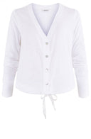 Wit vestje van Anna Blue met v-hals en parelmoer knopen