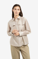 YAYA blouse in de kleur mist met kraag, manchetten en twee borstzakken met knoopsluiting