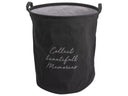 Grijze canvas opbergzak met de tekst collect beautifull moments