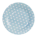 Papieren borden met blauw polkadot patroon