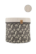 Gewatteerd stoffen mandje van Zusss in de kleuren peper/zout en antracietgrijs met een diameter van 16,5 cm.