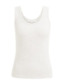 YAYA singlet rib in off white met een subtiel golvend randje bij de hals