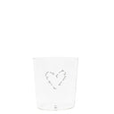 Helder glazen drinkglas van Bastion Collections met een subtiel hart-detail