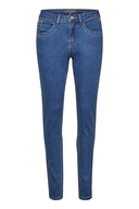 Cream spijkerbroek in denimblauw met hoge taille en nauwsluitende pasvorm