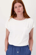 Zusss shirt boothals in offwhite met subtiele borduring