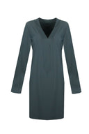 G-maxx travel tuniek in donkergroene travel stof met V-hals en lange mouwen