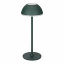 Een groene, slanke LED lamp van metaal met een diameter van 11 cm en een hoogte van 28,5 cm.