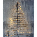 Donkerbruine wandkerstboom met besneeuwd effect en LED-verlichting