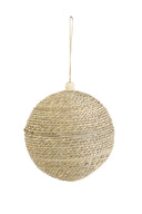 Kerstbal touw m in naturel kleur met houten kraal