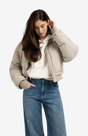 Beige gewatteerd YAYA jack met ritssluiting en ribboorden