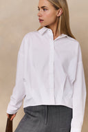 Witte YAYA blouse met plooidetail, kraag en knoopsluiting