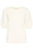 Cream shirt sillar in crème/wit met korte, licht gepofte mouwen