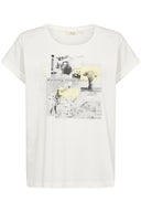 Cream shirt met print in het wit met korte mouwen