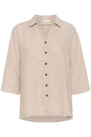 Cream blouse linnen in zandkleur