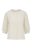 Zusss shirt broderie in de kleur offwhite met pofmouwen
