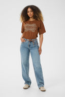Cream broek jeans in blauw met vijf zakken en koorddetail in de taille