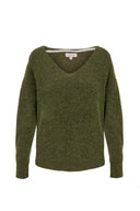 Zusss trui in de kleur olijfgroen met een v-hals