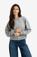 Grijze YAYA sweater met ronde hals en strikkoord aan de zijkant van de zoom.