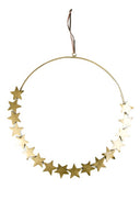 Decoratieve metalen wandcirkel van MrsBloom in antieke goudkleur met sterretjes, diameter 32 cm.