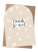 Dubbele A5 wenskaart van Jots met tekst dankjewel en koperfolie details